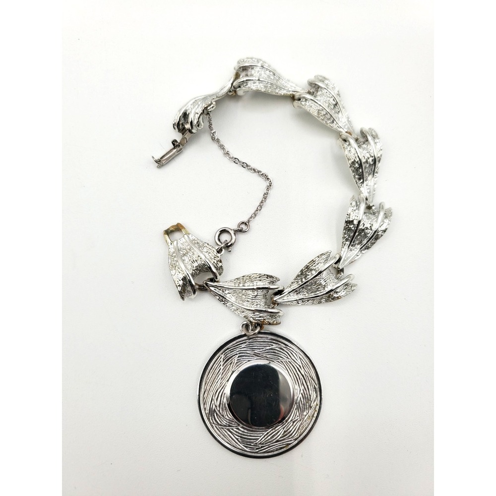 Vintage‎ Coro Silver Tone Disc Amulet Bracelet